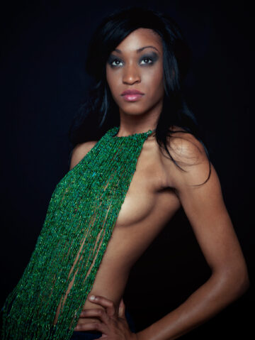 Necklace with green beads
