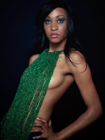 Necklace with green beads