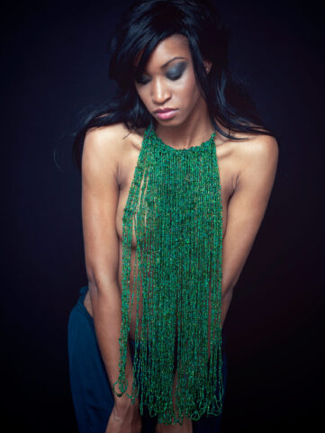 Necklace with green beads