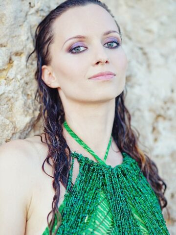 Necklace with green beads
