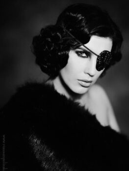 Eye Patch with Black Diamond Crystals